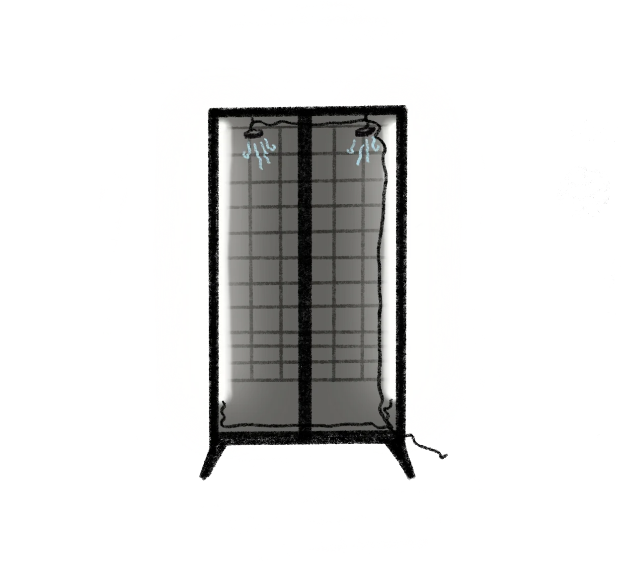 clip fans to the top on magnetic hooks, facing down for airflow.